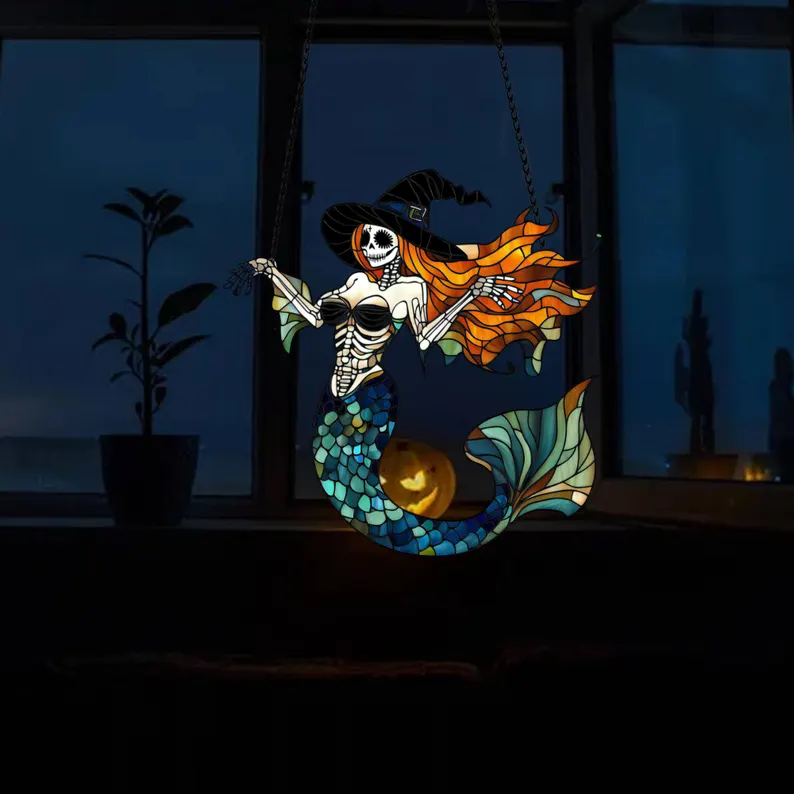 Mermaid Skeleton window Decor