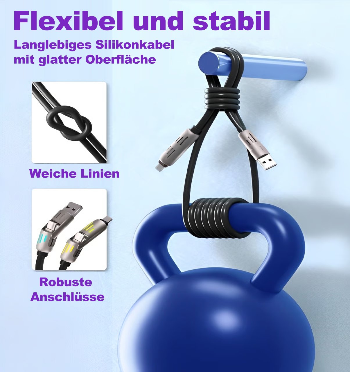 🔥DIREKTVERKAUF AB WERK⏰4-in-1-USB-Ladekabel, Schnellladung MAX 60 W