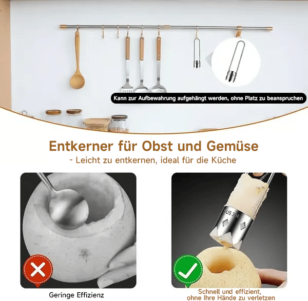 🔥Heißer Verkauf - 50% Rabatt🫑🍎2025 Verbessertes, wiederverwendbares Werkzeug zum Entfernen von Fruchtsamen aus Edelstahl