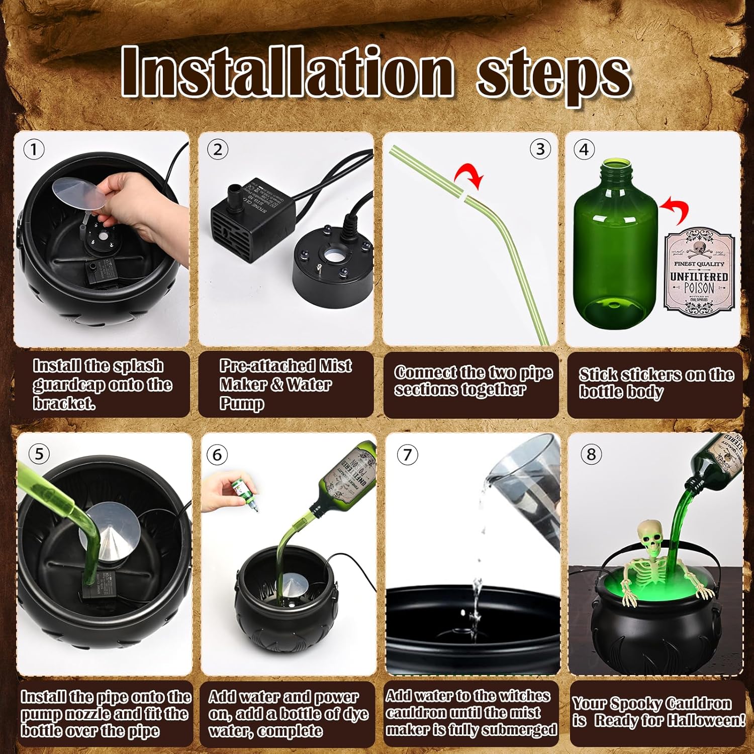 🎁TikTok Last Day Sale - 70% OFF✨Cauldron Halloween Decor (With Magic Floating Potion Bottles & Diffuser)