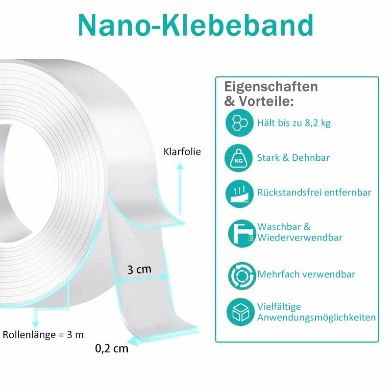 🔥Heißer Verkauf 49% Rabatt - Starkes doppelseitiges Nano-Klebeband