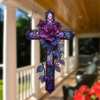 ✝️💜Purple Rose Cross Suncatcher Hanging Decor