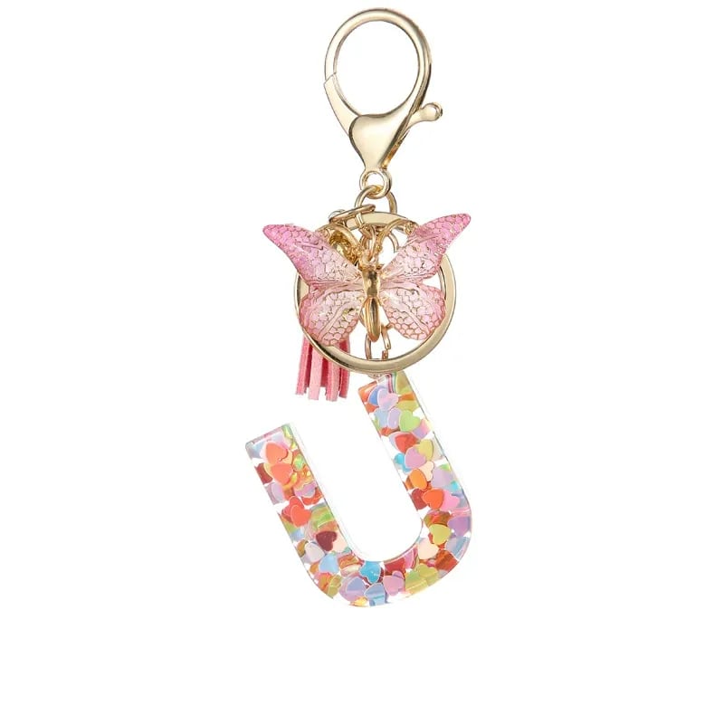 🔥Last Day 50% OFF - Butterfly Letter Keychain Tassel Design Vibrant Durable Lightweight Gift