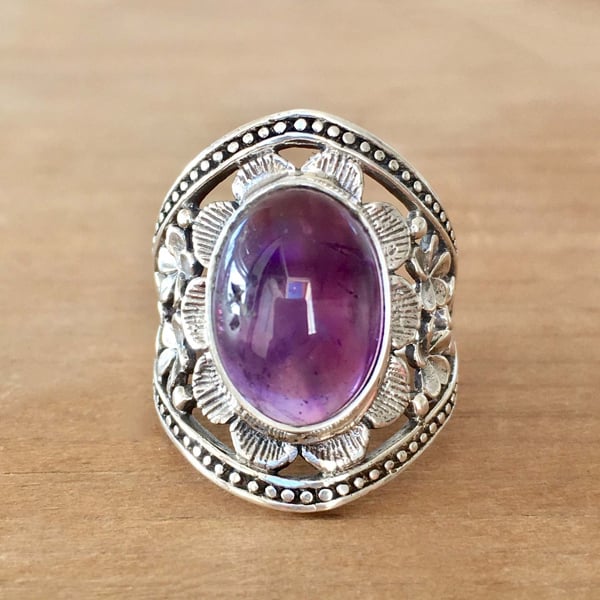 🔥 Last Day Promotion 75% OFF🎁Sterling Silver Purple Gemstone Flower Ring