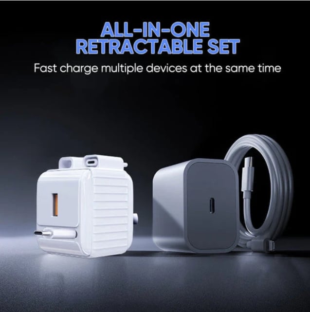 🔥Last Day Promotion - 70% OFF🎁Fast Charger Block with Retractable Cable