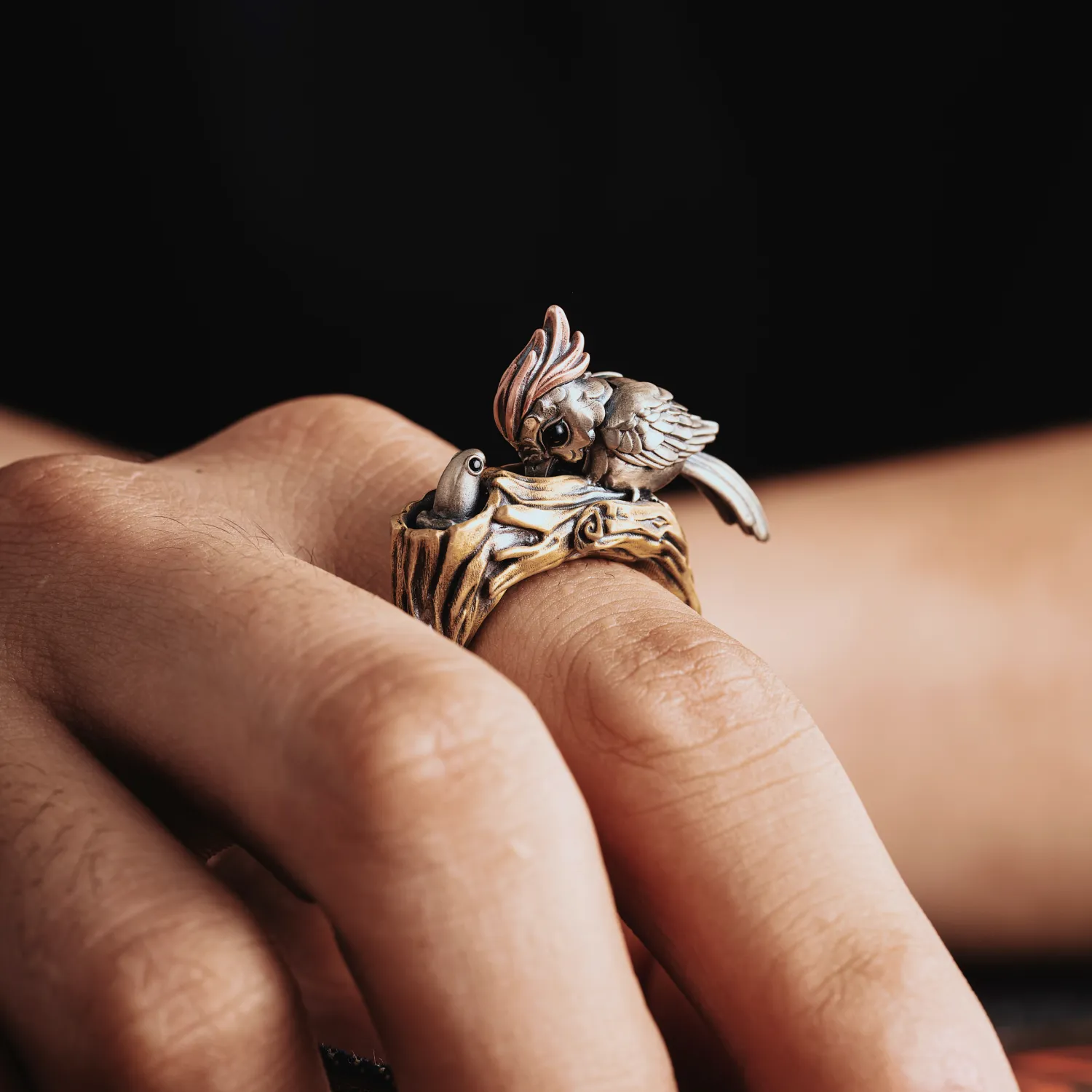 Handcrafted Woodpecker Ring