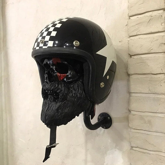 Motorcycle skull helmet holder