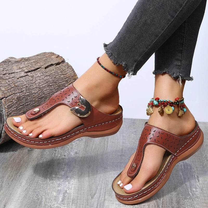 🔥Last Day 50% OFF🔥 - Roman style leather wedge shoes for women