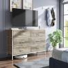 WLIVE Wide Fabric Dresser, 6 Drawer Dresser TV Stand for 60