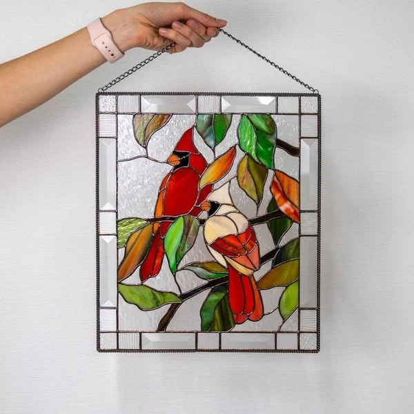 🎉Cardinal Stained Glass Window Panel