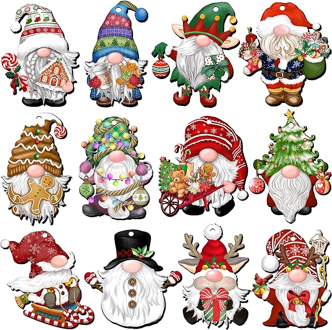 (🎁EARLY CHRISTMAS SALE - 49% OFF)24 Pieces Christmas Wooden Gnome Ornaments