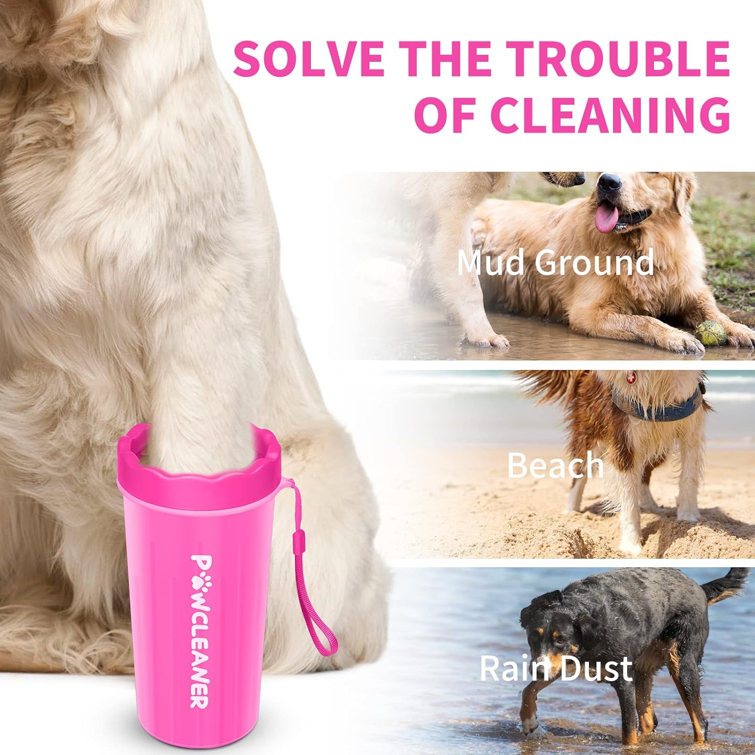 Dog Paw Cleaner, Washer, Buddy Muddy Pet Foot Cleaner for Small Medium Large Breed Dogs/Cats (with 3 absorbent towel)