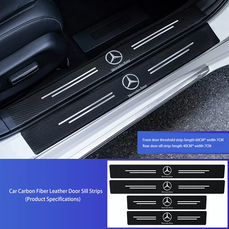 Tiktok Summer Sale🎉Car Carbon Fiber Leather Door Sill Strips（4PCS）