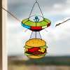 🛸UFO Abduction a Cow Stained Glass Suncatcher