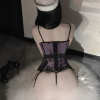 Violet Lace Lingerie Set - Padded Underwire Top & G-String for Feminine Curves PPF0356