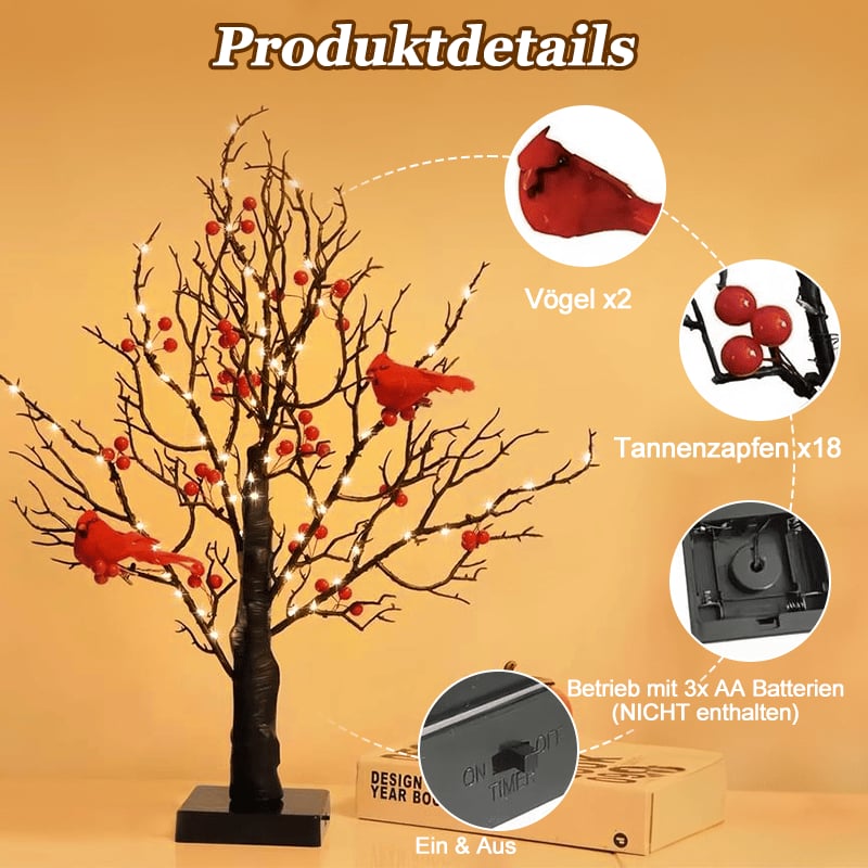 🔥Letzter Tag 49% Rabatt🌟Vintage-LED-Kardinalbaum mit Beeren