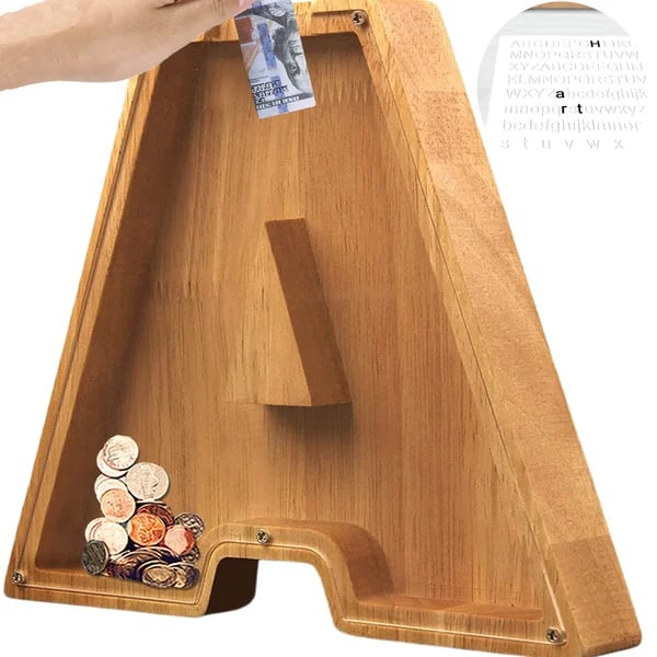 (🔥Last Day Promotion- SAVE 70% OFF)Large Personalized Wooden Alphabet Piggy Bank-Buy 2 Get VIP Shipping