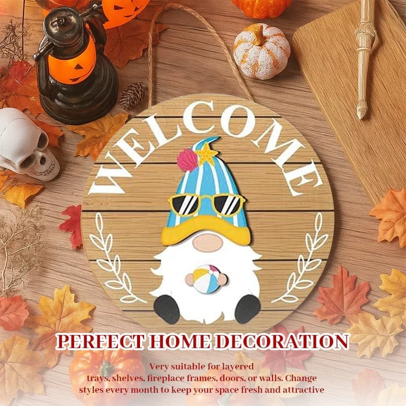 🎅2025 Halloween Sale 50%Off🎄Interchangeable Wooden Gnome Welcome Sign