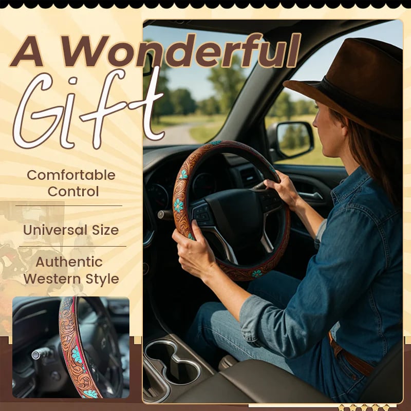 Retro Western Cowboy Car Universal Steering Wheel Cover