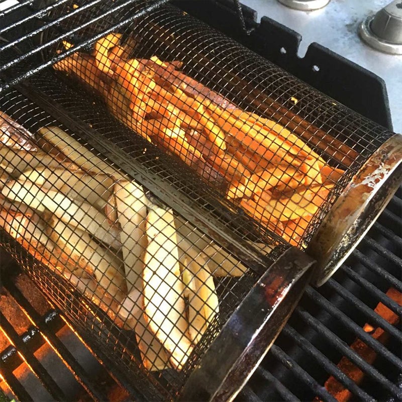 🥦Good helper for BBQ-🍳Rolling Grilling Basket