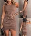 BTFBM Women 2024 Summer Sleeveless Tank Dresses Crew Neck Slim Fit Short Casual Ruched Bodycon Party Club Mini Dress