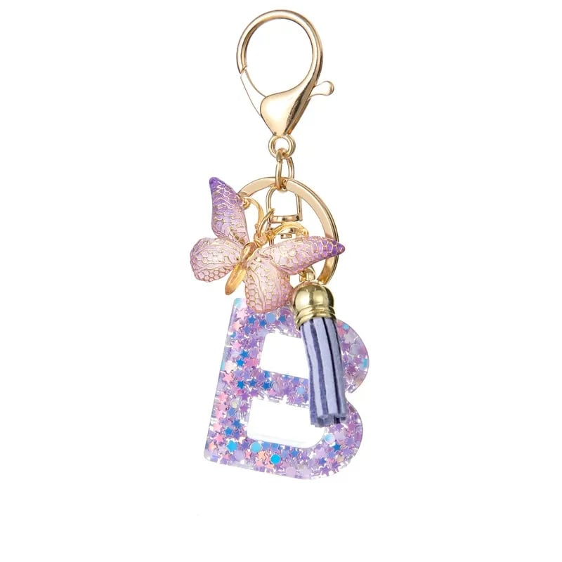 🔥Last Day 50% OFF - Butterfly Letter Keychain Tassel Design Vibrant Durable Lightweight Gift