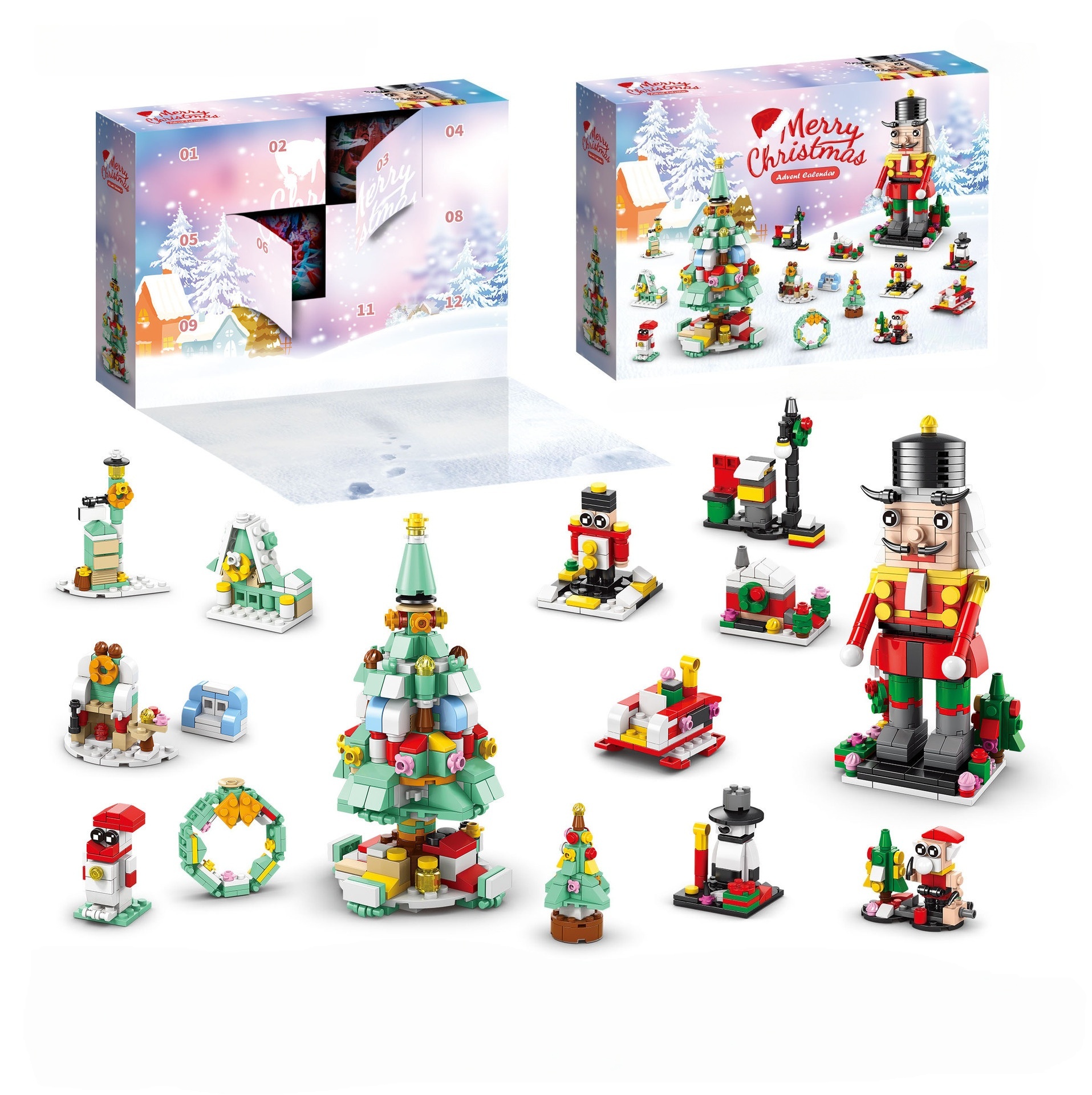 🎄Weihnachts-Adventskalender-Bausteinset🎁（12 verschiedene Bausteine）