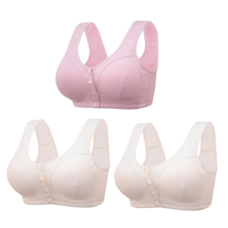 🎉Buy 1 Get 3 (3packs) - COMFORTABLE FRONT-CLOSURE WIRELESS PLUS SIZE BUTTON BRA