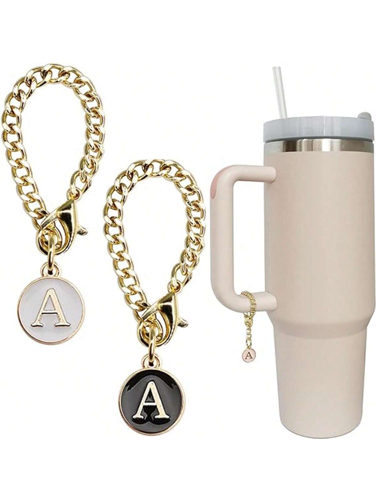 Letter Charm Accessories for  Cup 2PCS Initial Name ID Personalized Handle Charm for  Tumbler