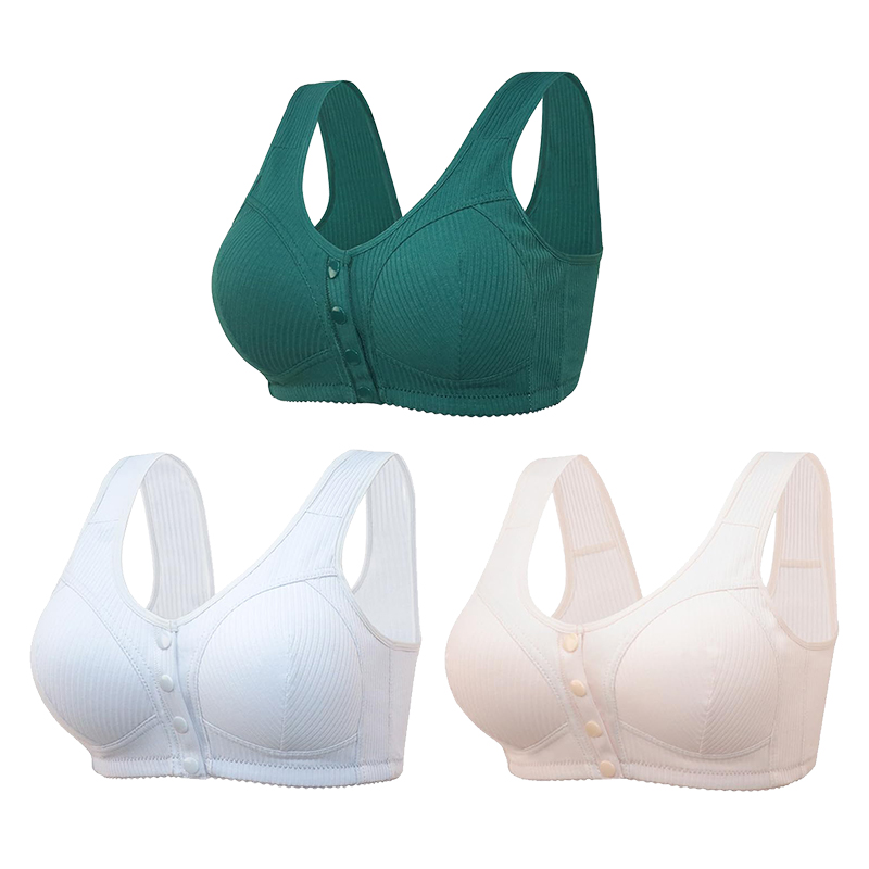 🎉Buy 1 Get 3 (3packs) - COMFORTABLE FRONT-CLOSURE WIRELESS PLUS SIZE BUTTON BRA