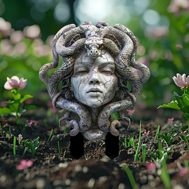 Medusa and Snake Garden Stake