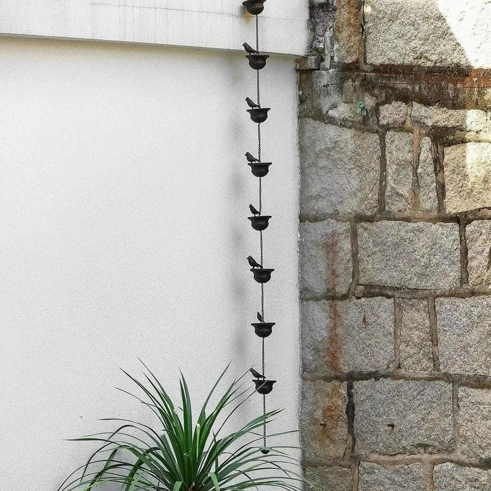 🎁TikTok Last Day Sale - 70% OFF🎉Where Rain Meets Art – Decorative Rain Chain with Bird Bath Design