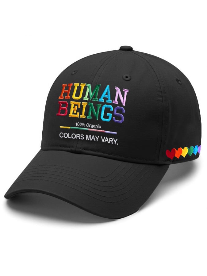 Retro Human Beings 100% Organic Colors May Vary Human Rights Equality Pride Print Baseball Cap