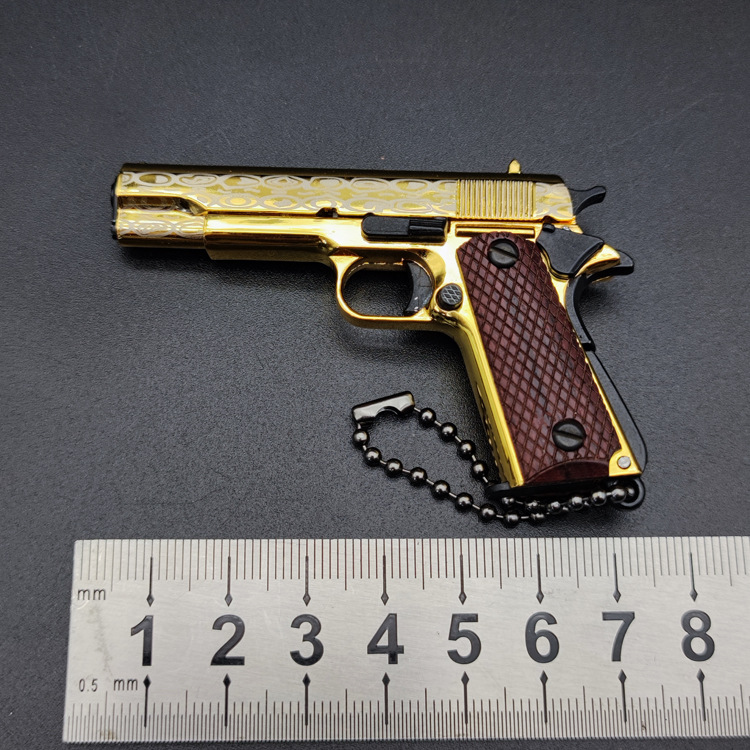 1:3 Damascus pattern wooden handle golden M1911 full metal gun model