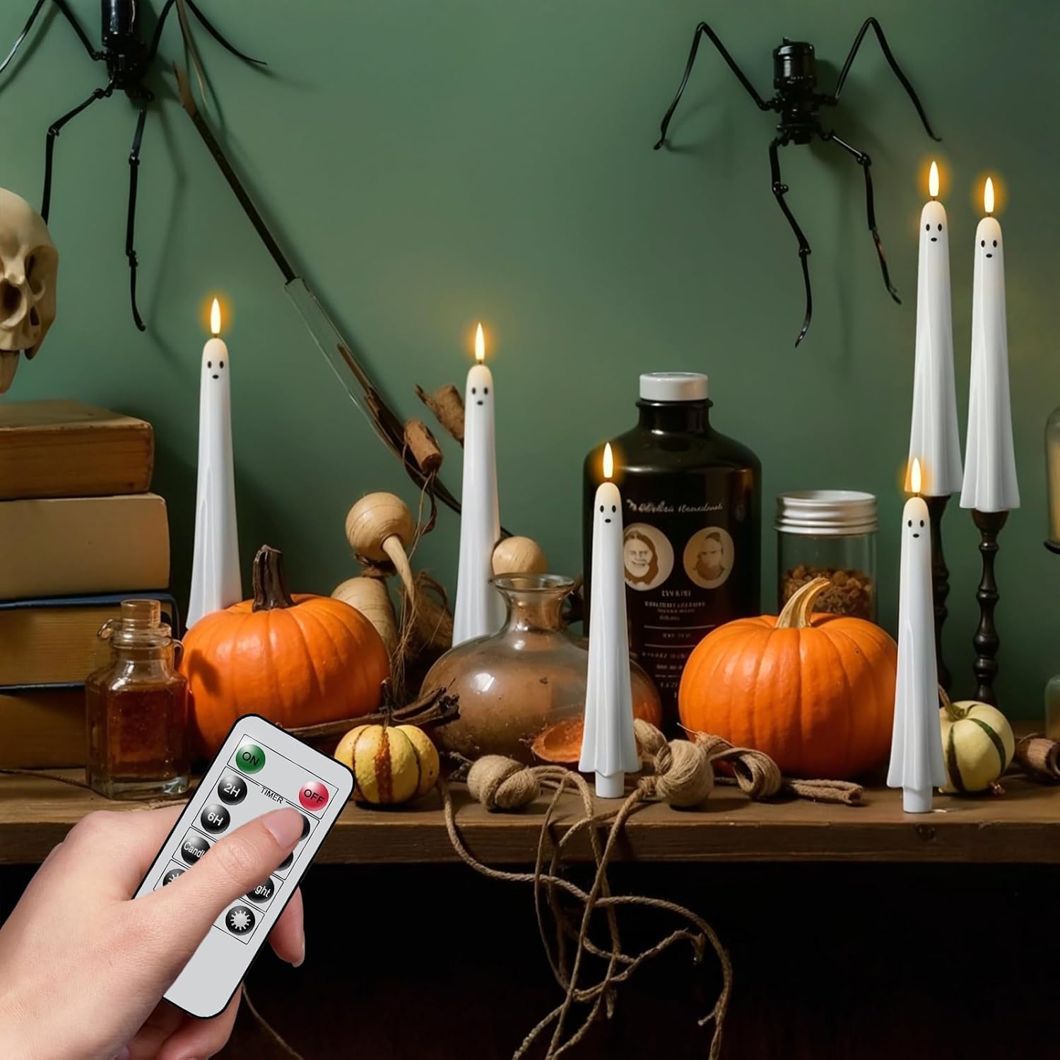 🔥Last Day Promotion 50% OFF🔥Ghost Flameless Taper Candles with Remote