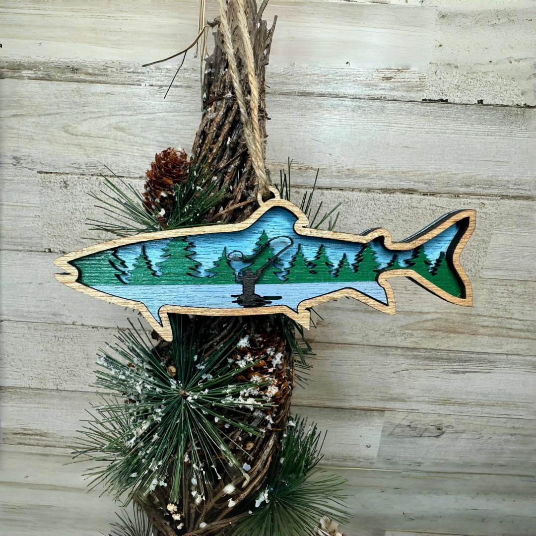 🎣Fish Shapes Christmas’s Scene Christmas Tree Ornament