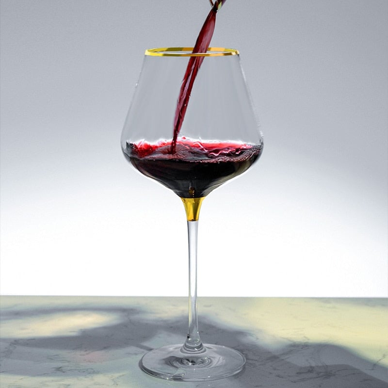 Taylor Luxury Gold Rim Burgundy Wine Glass
