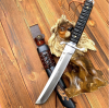 🗡️ Japanese Fixed Blade Knife – Hand-Forged Outdoor Knife with Phoenix Carved Sheath