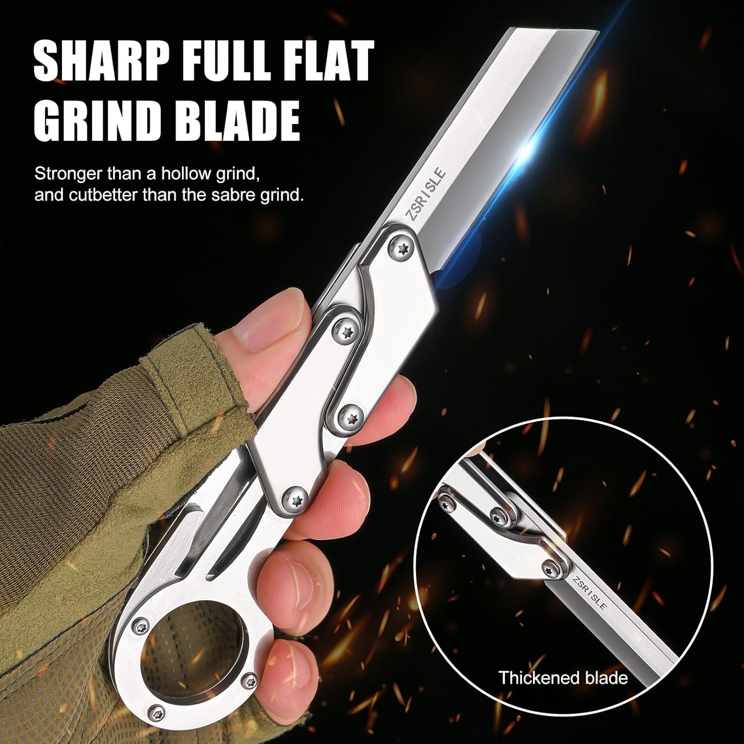 Zsrisle 7 Inch All Steel Folding Knife, Outdoor Hunting Tactical Knife