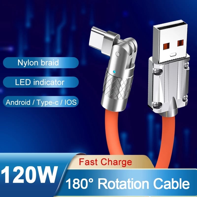 (🎄CHRISTMAS EARLY SALE-48% OFF) 180° Rotating Fast Charge Cable(BUY 3 GET EXTRA 15% OFF&FREE SHIPPING)