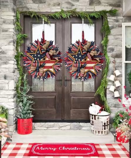 🔥Handmade American Patriotic Star Wreath - Buy 2 Free Shipping