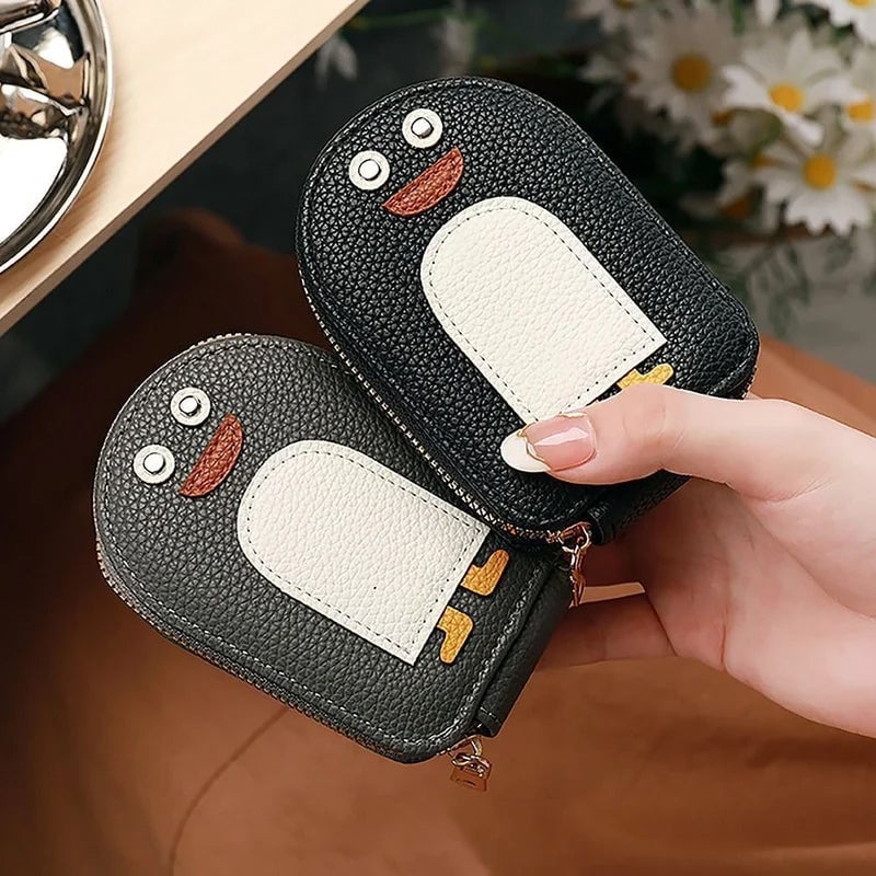 😊Cute Penguins PU Credit Card Coin Wallet