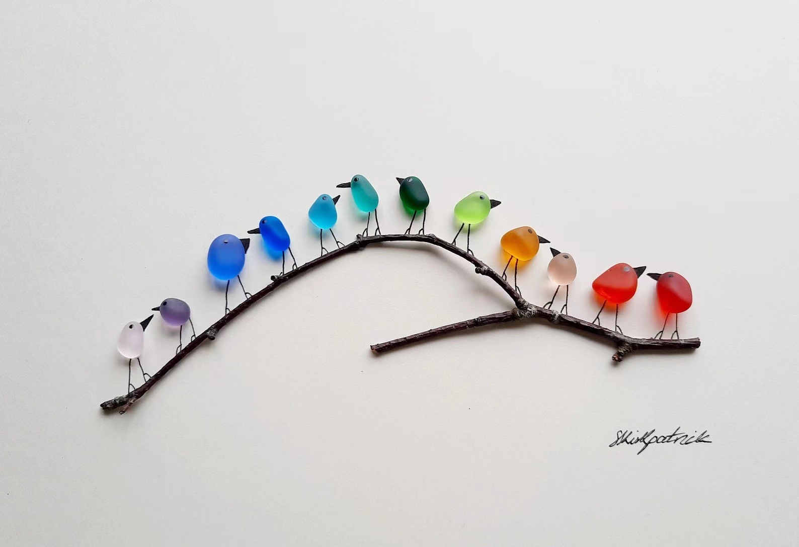 🐦Sea Glass Rainbow Bird