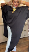 Women's Round Neck Irregular Satin Casual Long Top