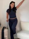 Women's cotton casual two piece suit comfortable sets