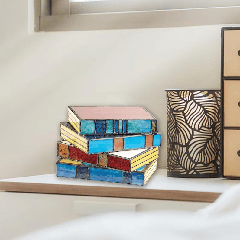 (🌲Christmas Pre Sale- SAVE 48% OFF)Stained  Stacked Books Lamp-Buy 2 Get Free Shipping