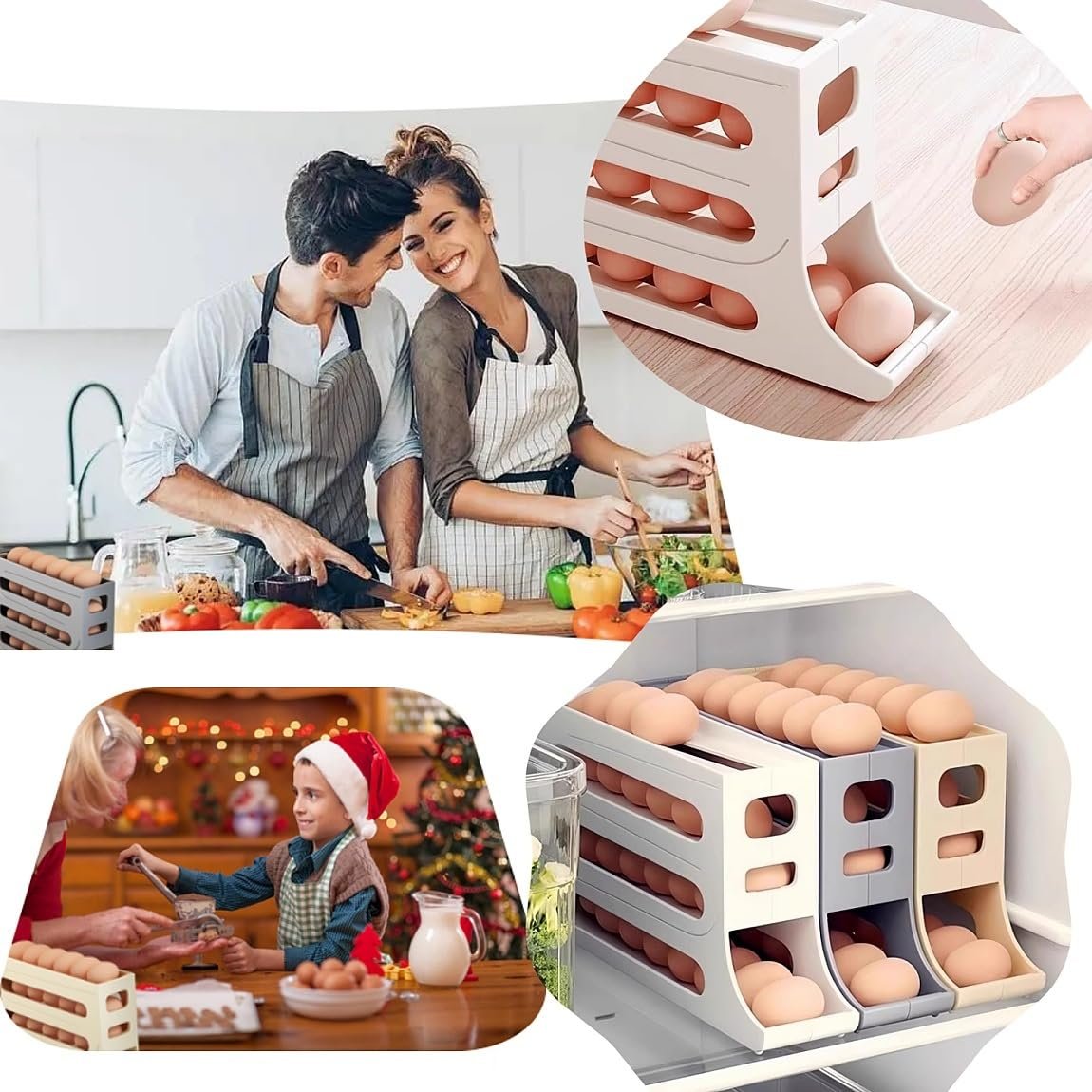 Egg Holder for Fridge, Eggs Dispenser Auto Rolling