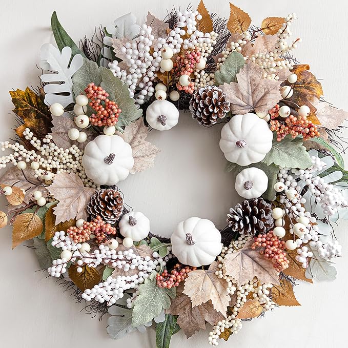 🎃Fall Wreath for Thanksgiving Halloween Farmhouse Harvest Front Door Outdoor Indoor Window Wall
