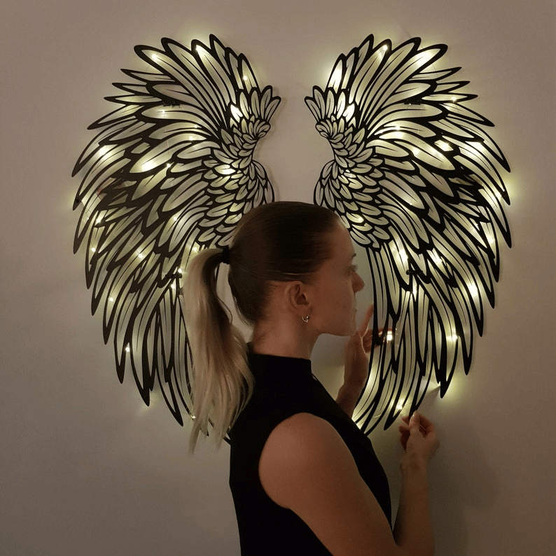 🔥ANGEL WINGS METAL WALL ART WITH LED LIGHTS🎁GIFT TO HER