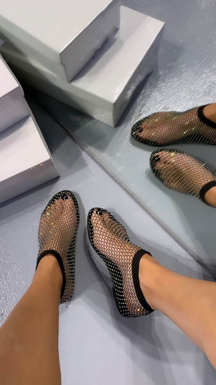 🔥Last Day Promotion - 50% OFF🎁Ultra comfortable shiny gem mesh flats🥿👗